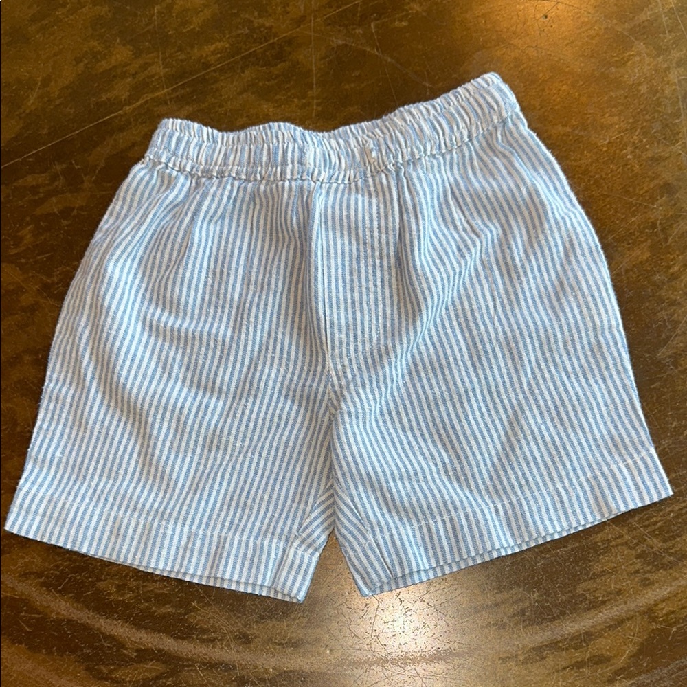 Beet World Blue and White Ticking Striped Shorts, 3-4Y